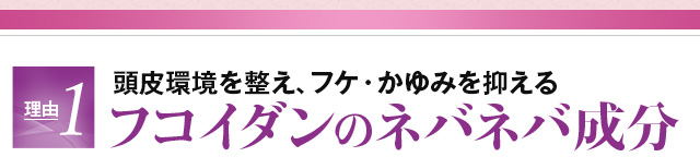 理由1　頭皮環境を整え、フケ・かゆみを抑える　フコイダンのネバネバ成分